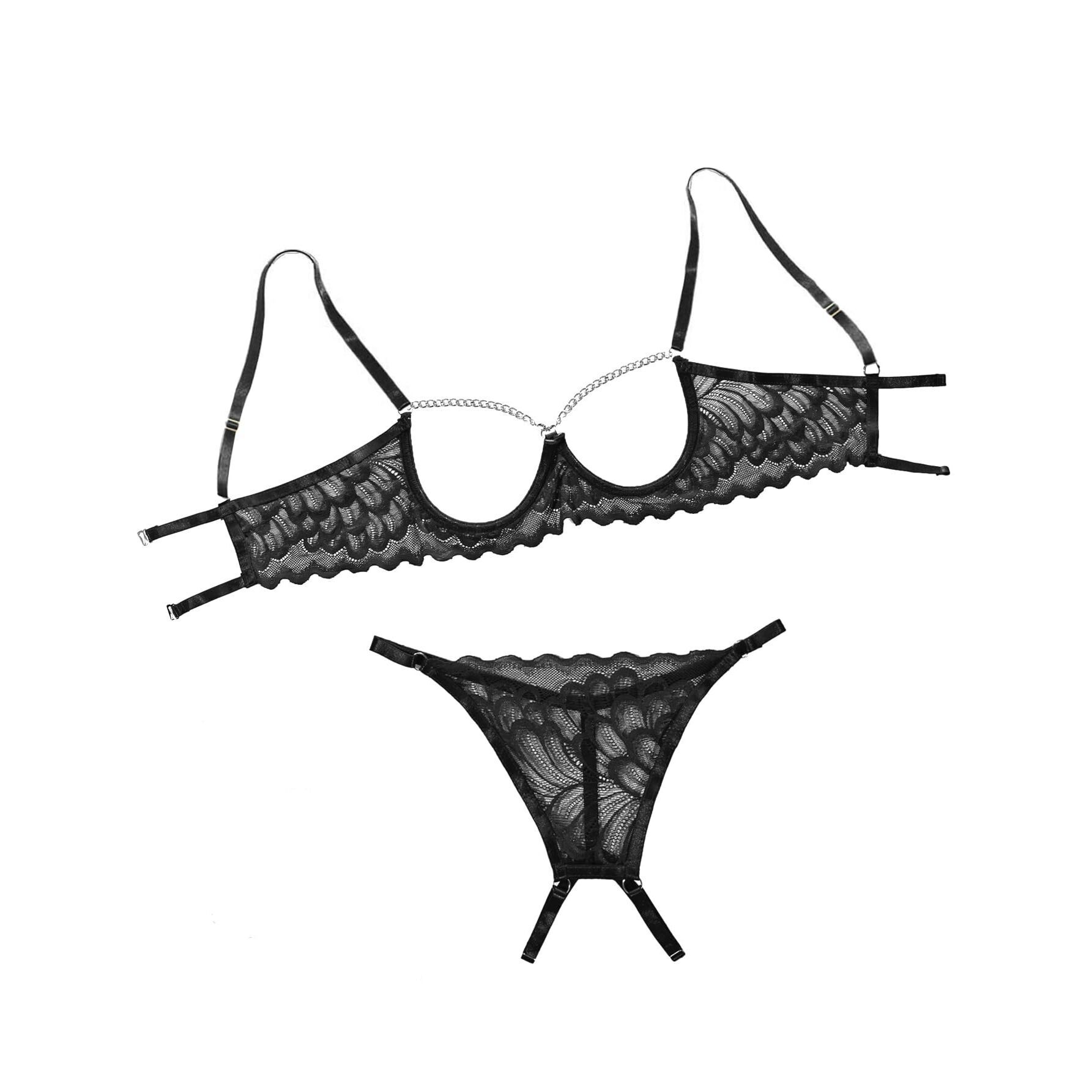 4771 Plus Size Curvy Sexy Underwire Floral Lace Sheer Bachelorette Lingerie